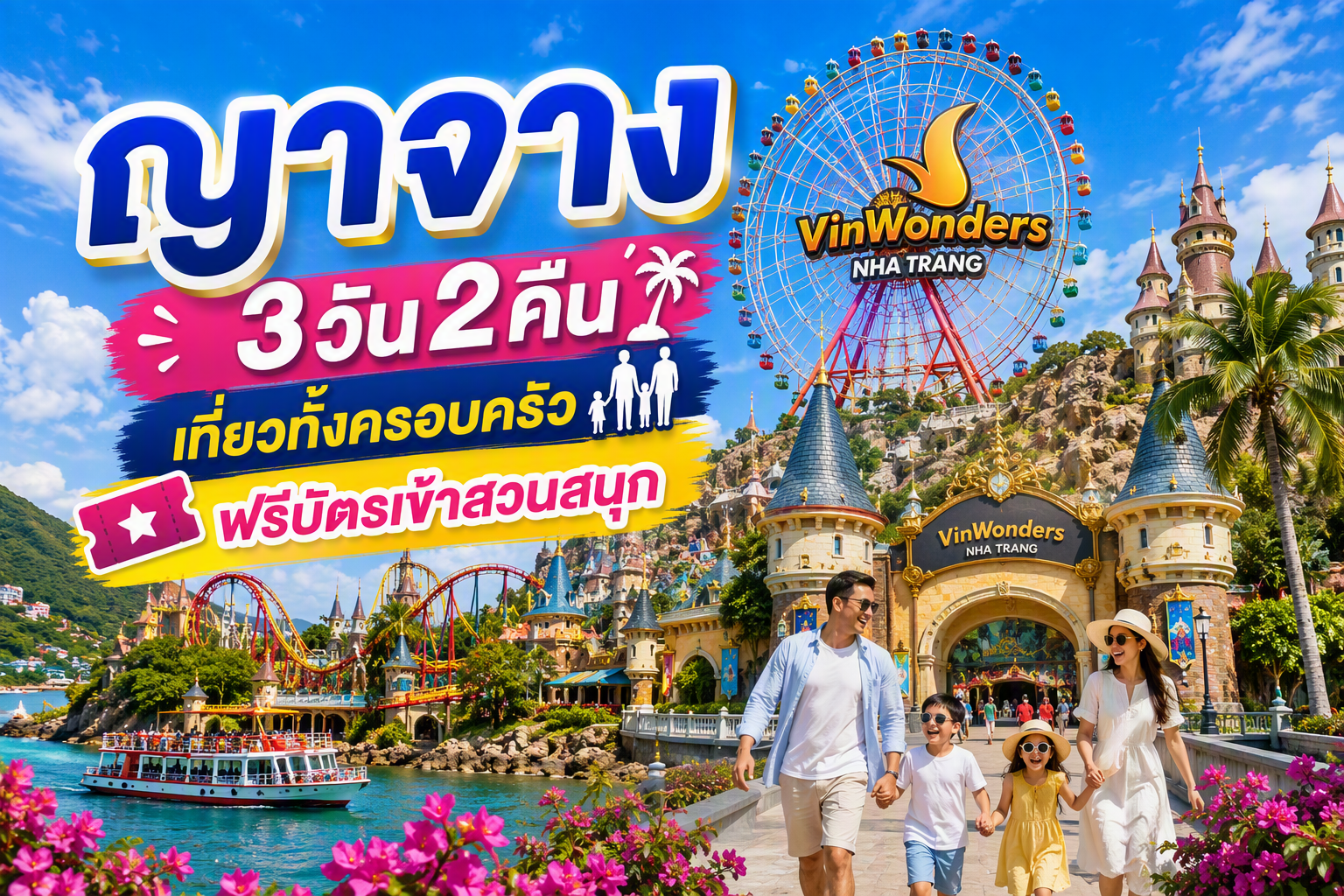 ญาจาง, เวียดนาม Family Package ❤️ ตั๋วเครื่องบิน + ที่พัก 3 วัน 2 คืน *FREE ❗️บัตรเข้า VinWonders Nha Trang
