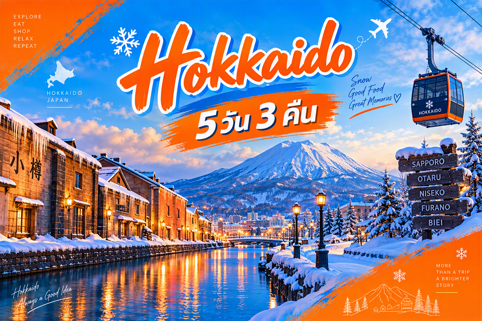 ฮอกไกโด FUN & Easy Package 🎌 ตั๋วเครื่องบิน + ที่พัก 5 วัน 3 คืน  @Yu Kiroro❗️