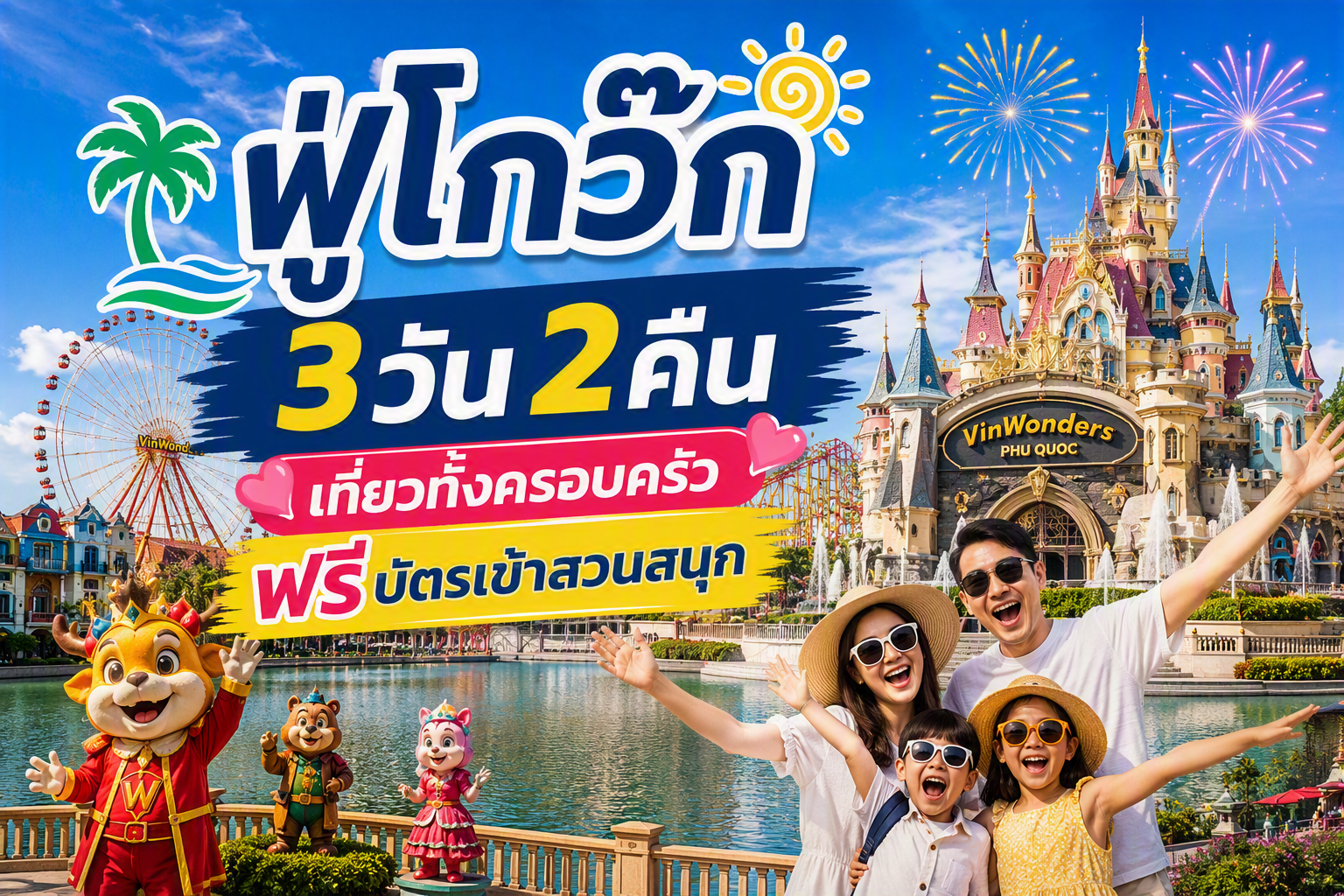 ฟู่โกว๊ก, เวียดนาม Family Package ❤️ ตั๋วเครื่องบิน + ที่พัก 3 วัน 2 คืน *FREE❗️บัตรเข้า VinWonders Phu Quoc