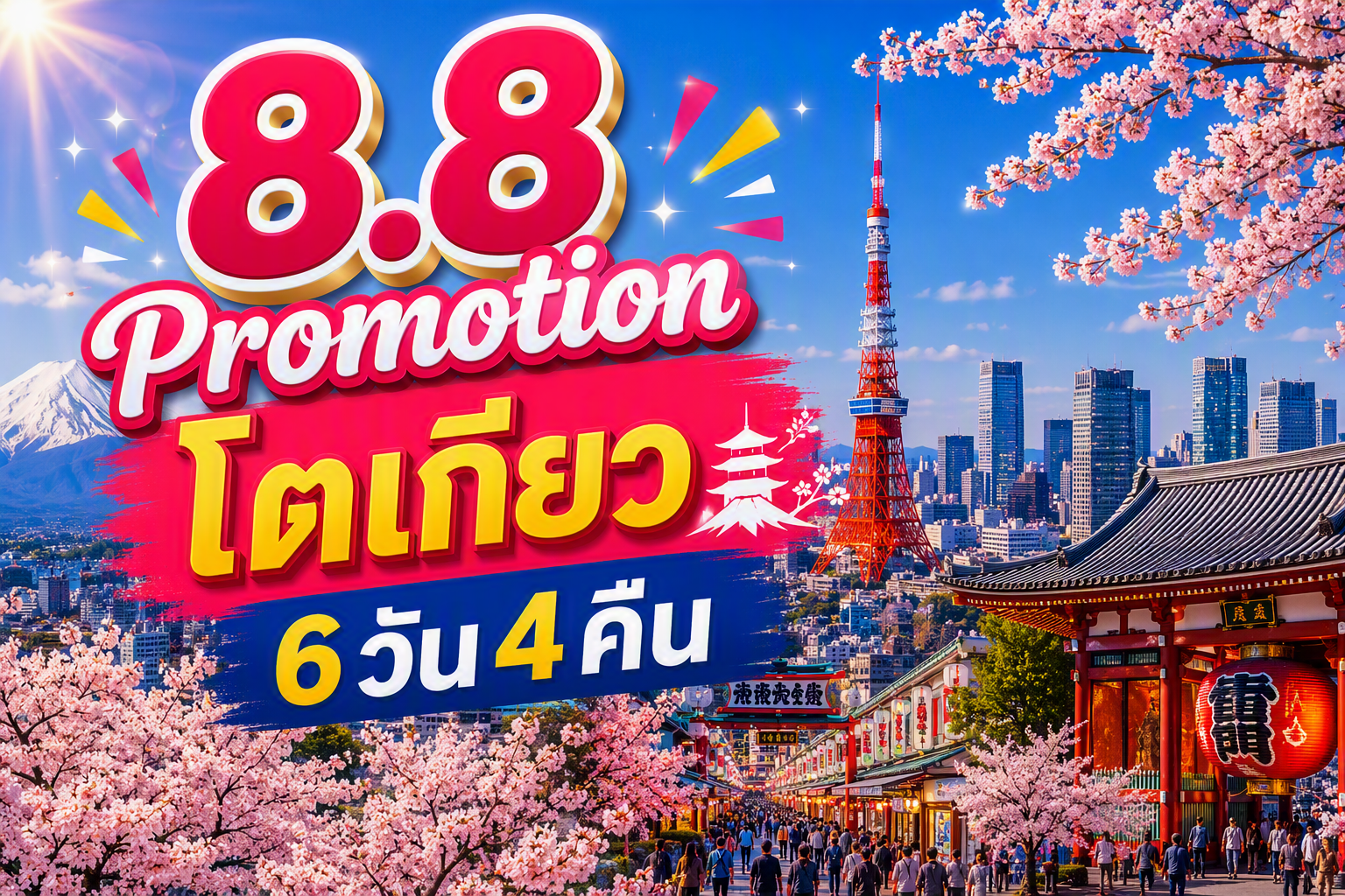 8.8 Promotion  👙🧳โตเกียว FUN & Easy Package ตั๋วเครื่องบิน + ที่พัก 6 วัน 4 คืน @APA Hotel Ueno Ekiminami