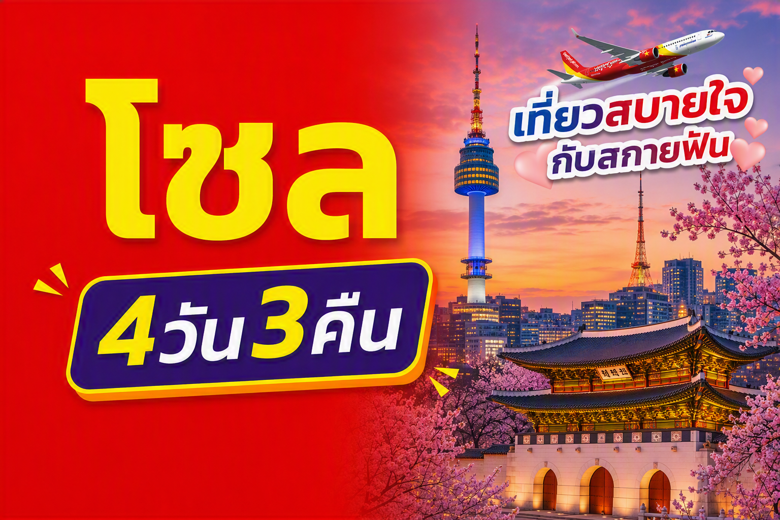 โซล, เกาหลีใต้ FUN & Easy Package 🍃🌷 ตั๋วเครื่องบิน + ที่พัก 4 วัน 3 คืน @K-POP HOTEL Seoul Tower